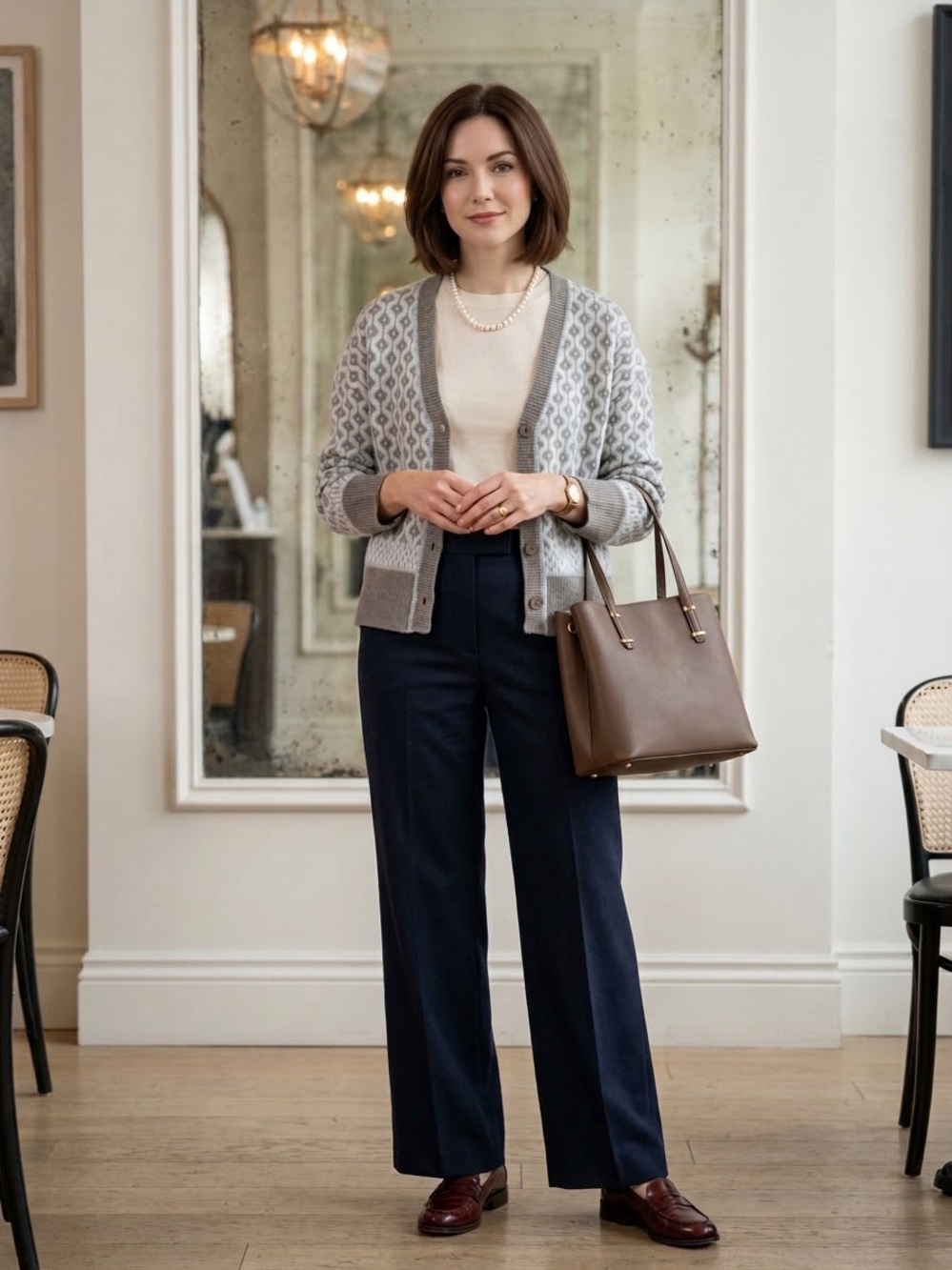 Soft Grey Patterned Cardigan – Elegant Everyday Layer